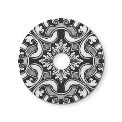 Mini Teller Ellepì 'Maiolica' für Wand- und Pendelleuchten, sowie für Lichterketten, Durchmesser 24 cm - Made in Italy - Majolika Weiß - Schwarz