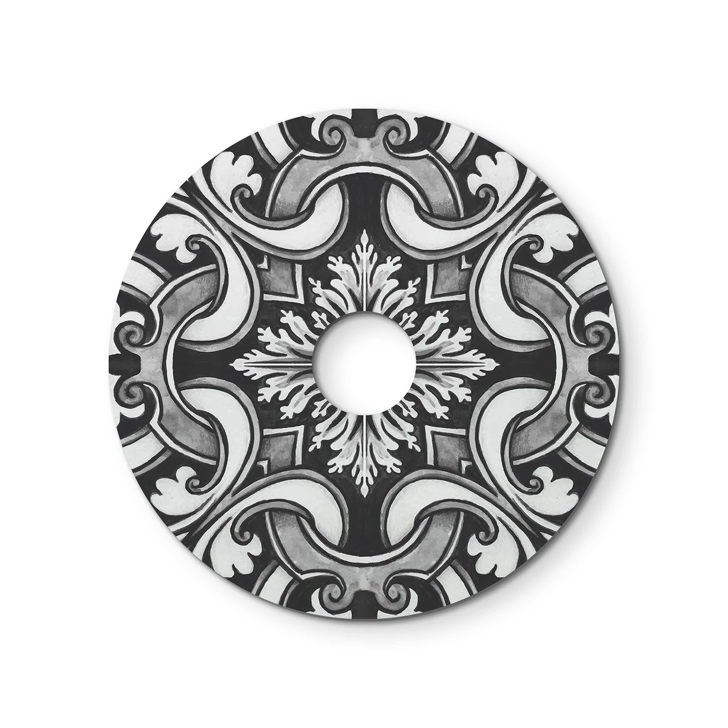 Mini Teller Ellepì 'Maiolica' für Wand- und Pendelleuchten, sowie für Lichterketten, Durchmesser 24 cm - Made in Italy - Majolika Weiß - Schwarz