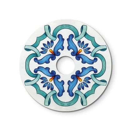 Mini Teller Ellepì 'Maiolica' für Wand- und Pendelleuchten, sowie für Lichterketten, Durchmesser 24 cm - Made in Italy - Majolika Blau