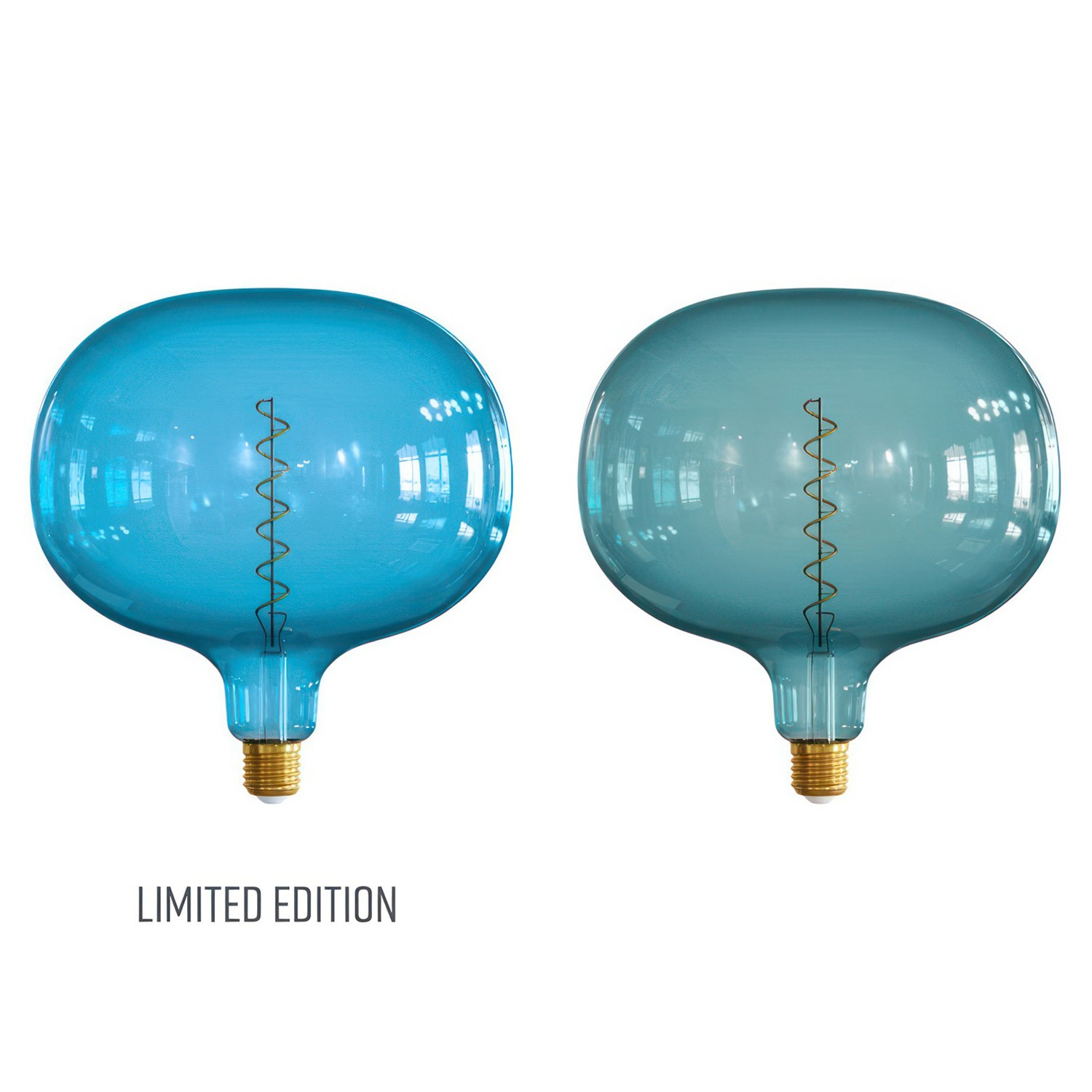 LIMITED EDITION - LED-Glühbirne XXL Cobble ozeanBlau (Ocean Blue) Spiral-Filament 4W 100Lm E27 2200K Dimmbar