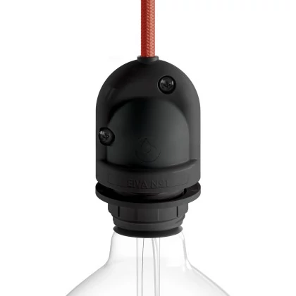 EIVA, die erste wiederverdrahtbare Outdoor-Lampenfassung, E27, IP65 - Schwarz