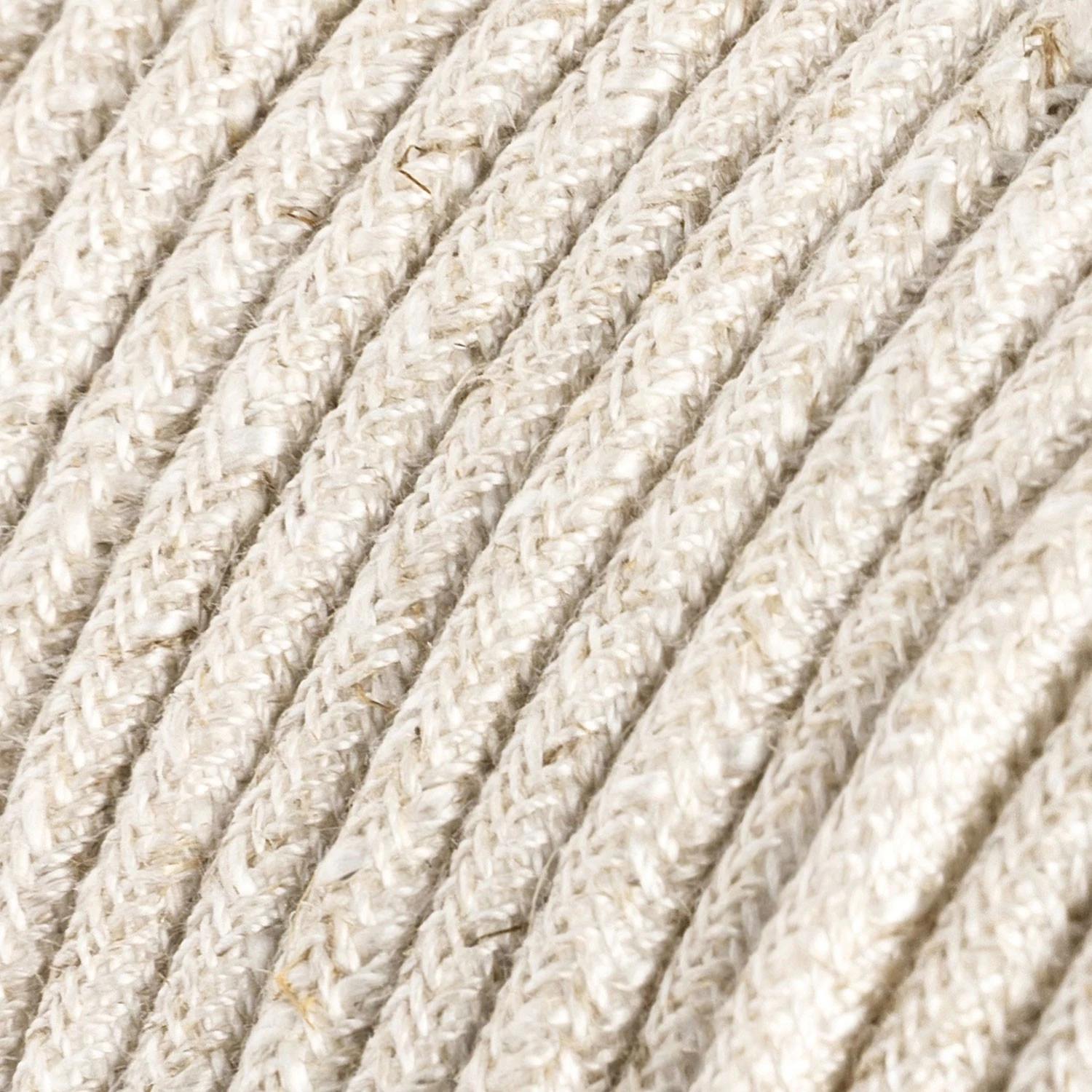 Textilkabel, weiß meliert, aus Leinen - Das Original von Creative-Cables - RN01 rund 2x0,75mm / 3x0,75mm