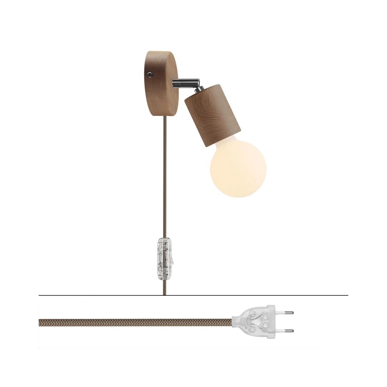 Spostaluce Leuchte aus Holz mit Schwenkgelenk - Neutral - Chrom