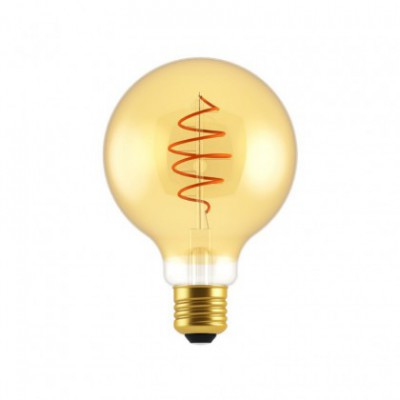 LED-Glühbirne Globo G95, Linie Croissant, Golden mit Spiralfilament 4.9W 400Lm E27 2200K Dimmbar