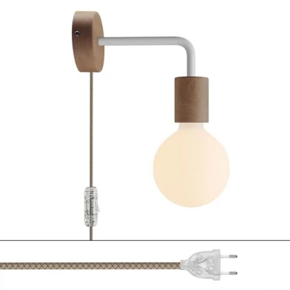 Spostaluce Leuchte aus Holz mit L-förmiger Verlängerung - Neutral - Mattweiß