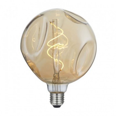Bumbed LED-Glühbirne Globe G140 Goldfarben, Spiral Filament 5W 250Lm E27 2000K Dimmbar