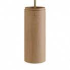 Pendelleuchte Made in Italy, komplett mit Textilkabel und Tub-E14 Lampenschirm aus Holz
