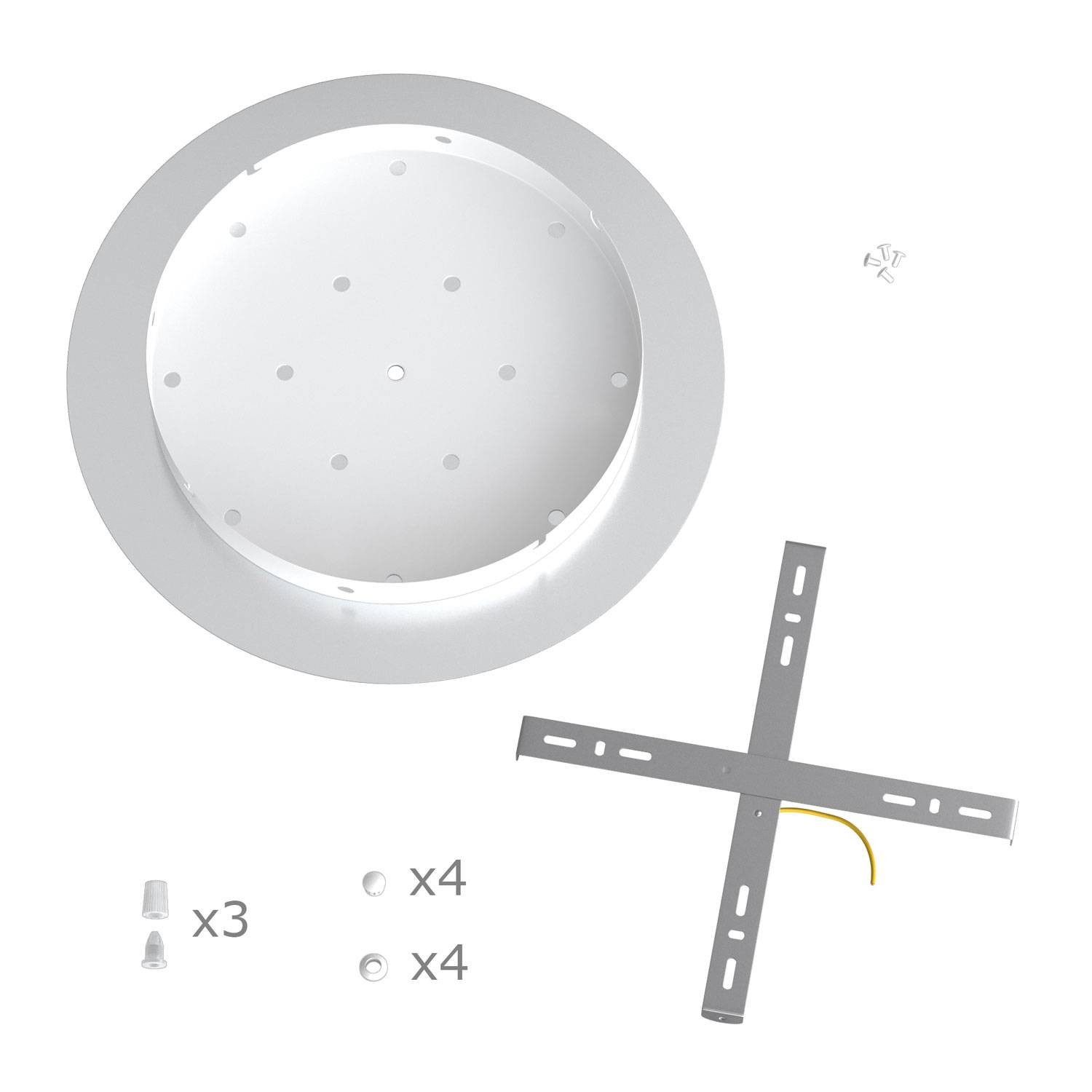 Rundes XXL 3 Inline-Löcher und 4 Seitenlöchern Lampenbaldachin, Rose-One-Abdeckung, 400 mm Durchmesser- PROMO