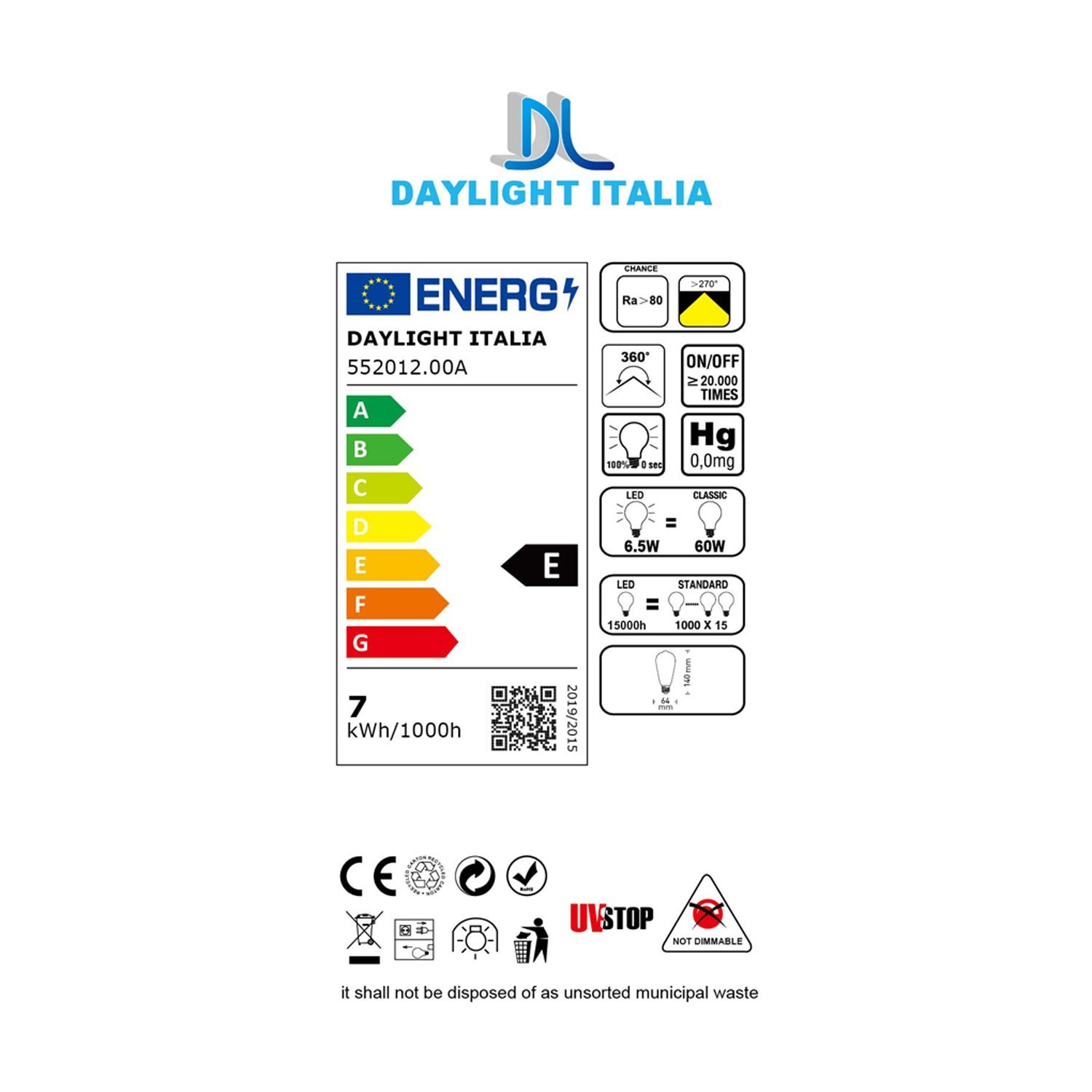 SMART LED-Glühbirne Edison ST64 WI-FI Transparent mit Filament 6.5W 806Lm E27 Dimmbar