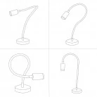 Table Flex GU1d0, gelenkige Tischleuchte mit Mini LED Strahler