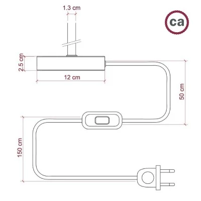 SnakeBis Twisted für Lampenschirm - Leuchtenzuleitung mit Lampenfassung und geflochtenem Textilkabel