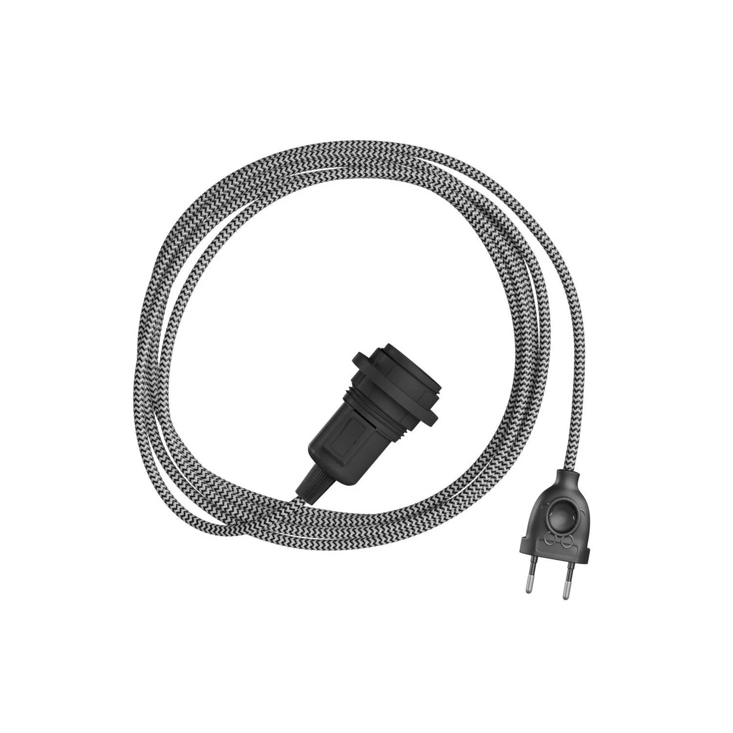 Snake Zick-Zack für Lampenschirm - Plug-in Leuchte mit Textilkabel mit Zick-Zack-Muster - RZ04