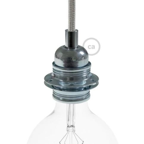Kit E27 Lampenfassung aus Metall mit Doppelklemmring für Lampenschirm