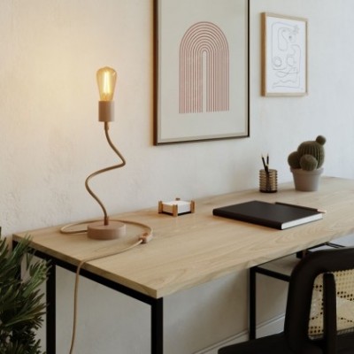 Gelenkige Tischleuchte aus Holz mit diffusem Licht - Table Flex Wood mit 2-poligem Stecker