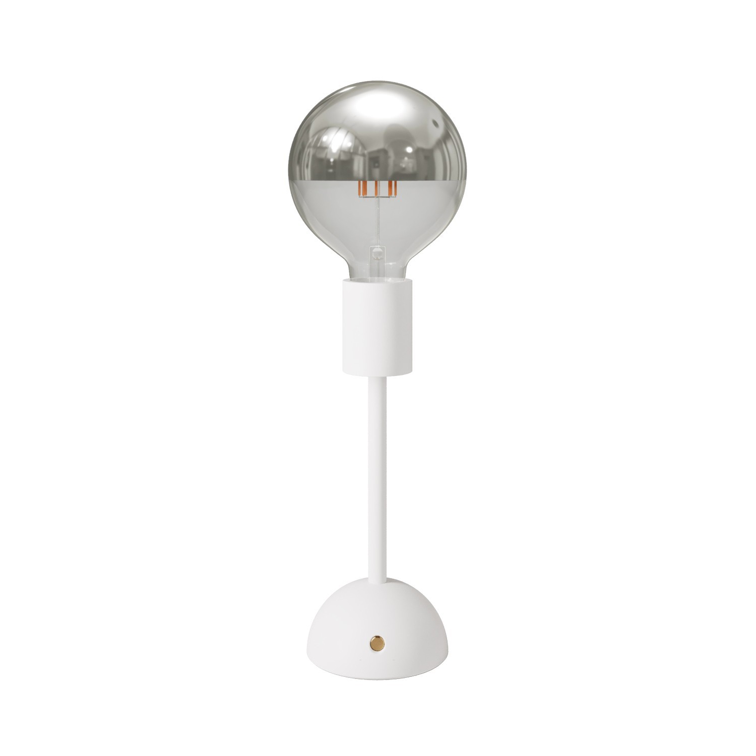 Tragbare, wiederaufladbare Leuchte Cabless02 mit Globe Glühbirne mit silberfarbener Kopfspiegelung