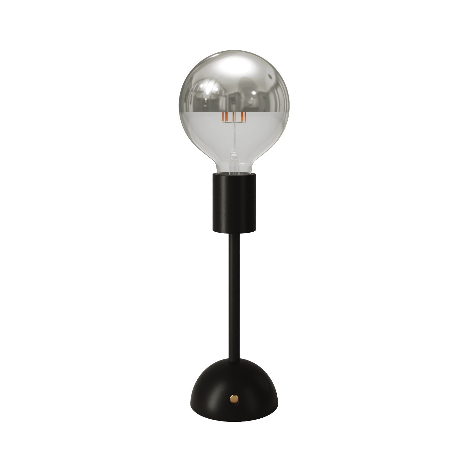Tragbare, wiederaufladbare Leuchte Cabless02 mit Globe Glühbirne mit silberfarbener Kopfspiegelung