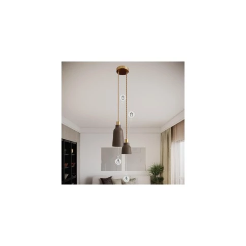 Leuchte mit 3 Strahlern, mit Tub-E14 Lampenschirmen und rechteckigem XXL Rose-One Baldachin