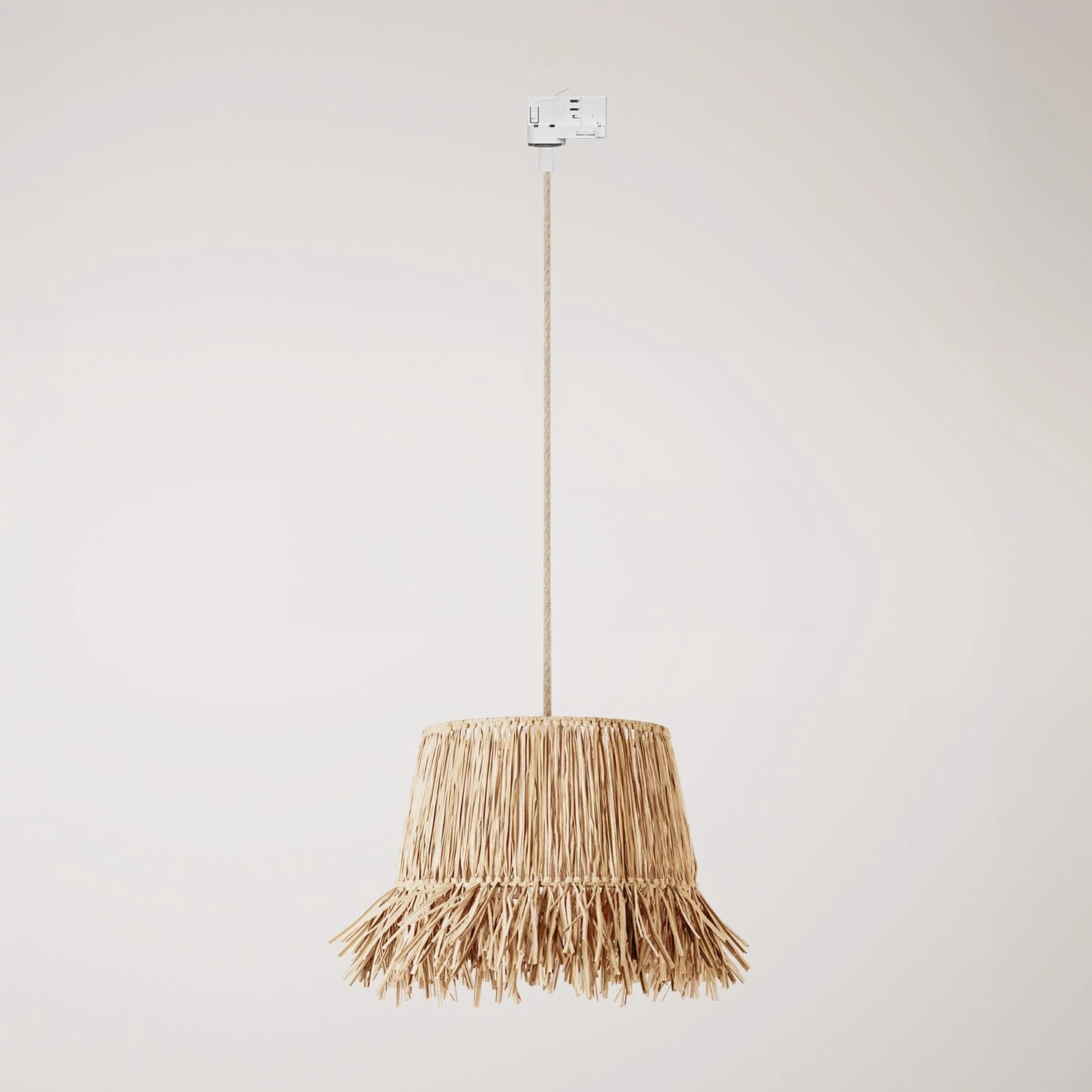 Hängelampe mit Honolulu-Raffia-Schirm für Schienen