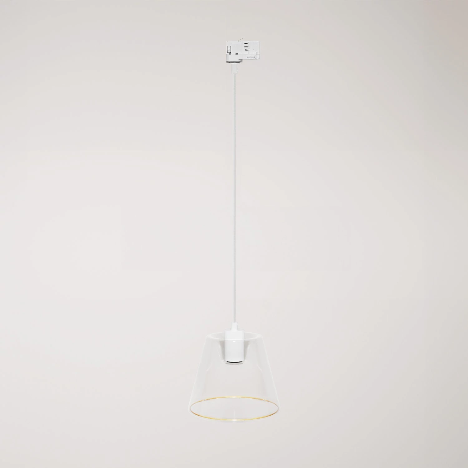 Hängelampe mit transparenter Ghost-Birne für Schienen