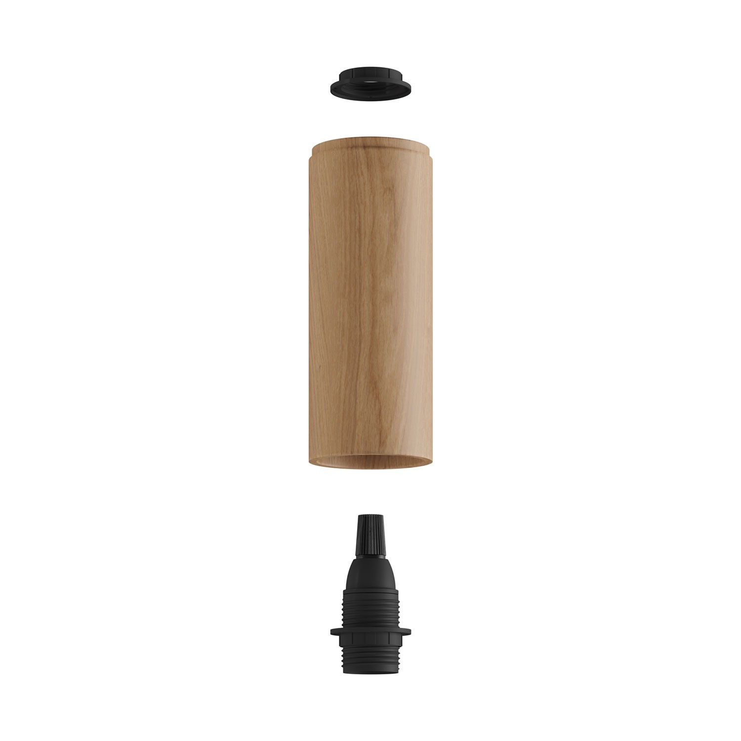 Fermaluce Wood mit verstellbarem Strahler aus Holz und Tub-E14 Lampenschirm