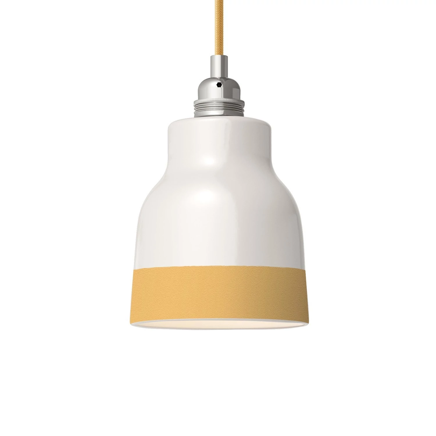 Zweifarbiger Vaso-Lampenschirm aus Keramik, Kollektion Materia - Made in Italy - Glänzend weiß - Gelb