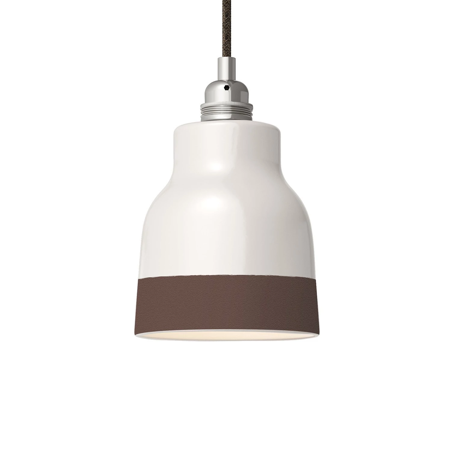 Zweifarbiger Vaso-Lampenschirm aus Keramik, Kollektion Materia - Made in Italy - Glänzend weiß - Braun
