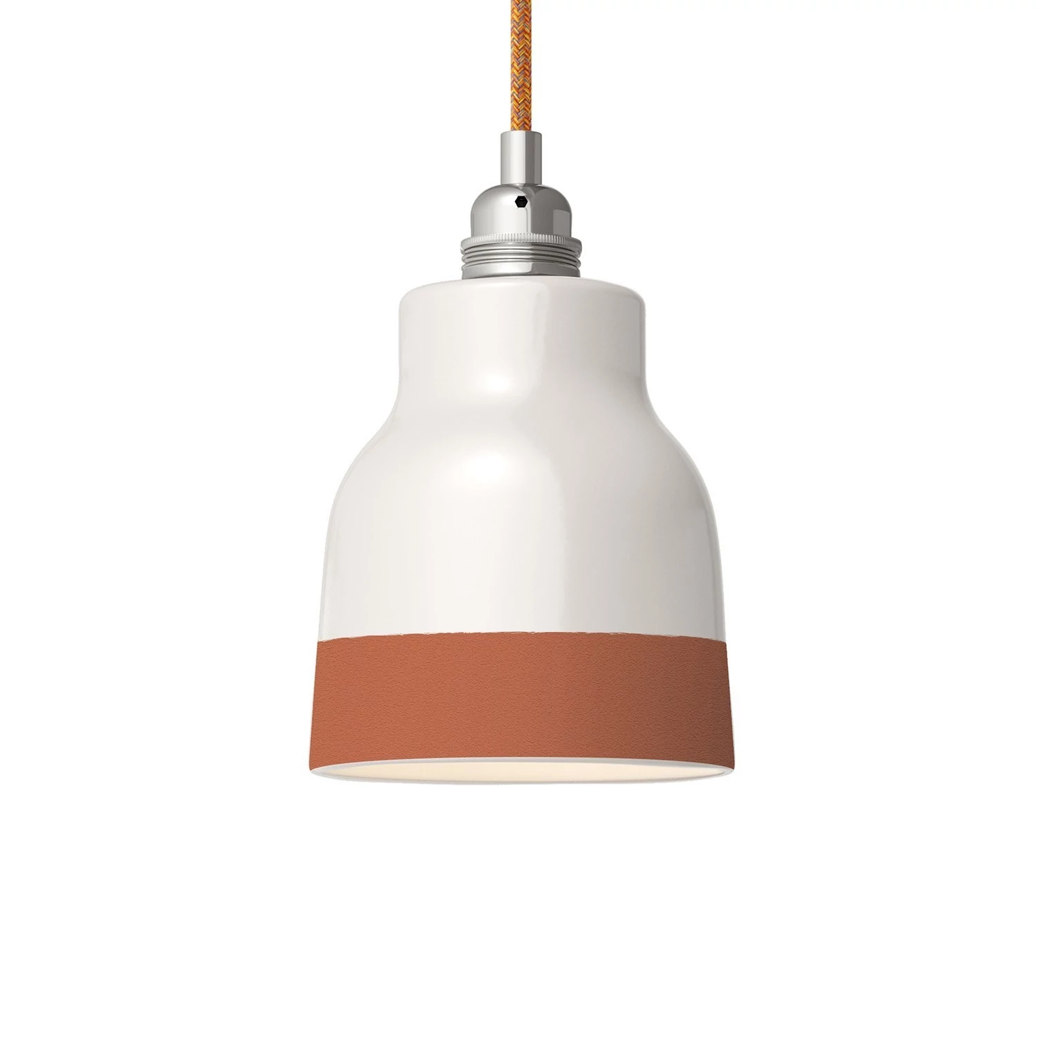 Zweifarbiger Vaso-Lampenschirm aus Keramik, Kollektion Materia - Made in Italy - Glänzend weiß - Terrakotta