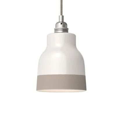 Zweifarbiger Vaso-Lampenschirm aus Keramik, Kollektion Materia - Made in Italy - Glänzend weiß - Taubengrau