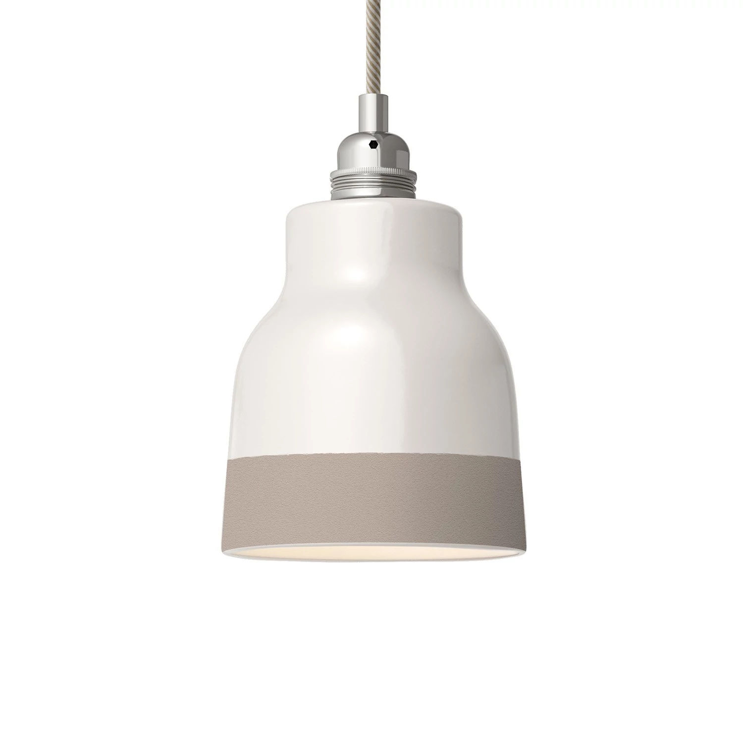 Zweifarbiger Vaso-Lampenschirm aus Keramik, Kollektion Materia - Made in Italy - Glänzend weiß - Taubengrau