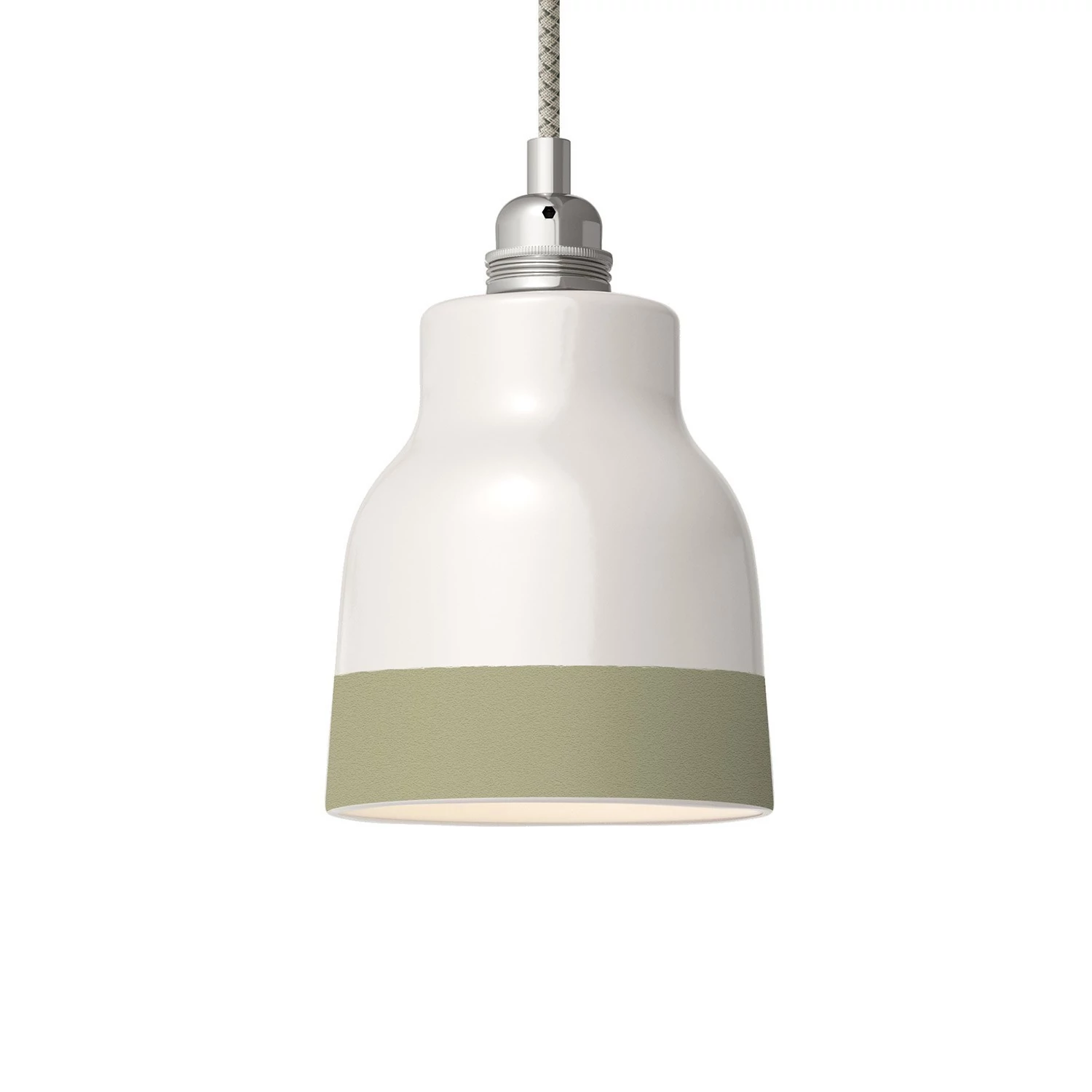 Zweifarbiger Vaso-Lampenschirm aus Keramik, Kollektion Materia - Made in Italy - Glänzend weiß - Salbeigrün