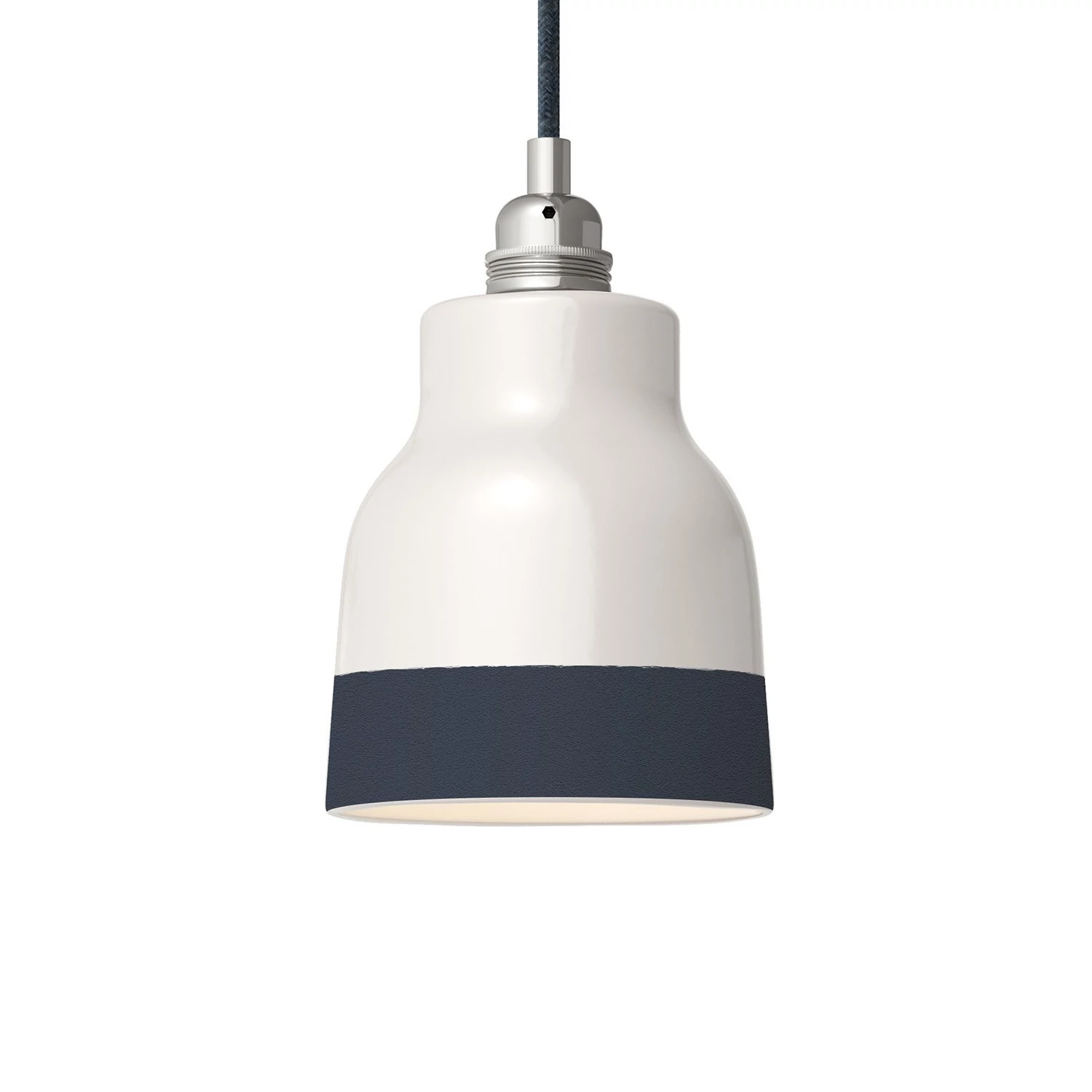 Zweifarbiger Vaso-Lampenschirm aus Keramik, Kollektion Materia - Made in Italy - Glänzend weiß - Petrolblau