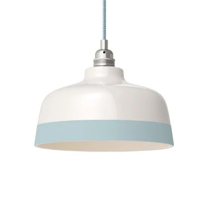 Zweifarbiger Coppa-Lampenschirm aus Keramik, Kollektion Materia - Made in Italy - Glänzend weiß - Hellblau