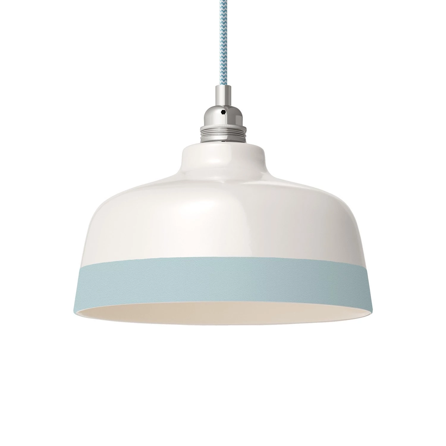 Zweifarbiger Coppa-Lampenschirm aus Keramik, Kollektion Materia - Made in Italy - Glänzend weiß - Hellblau