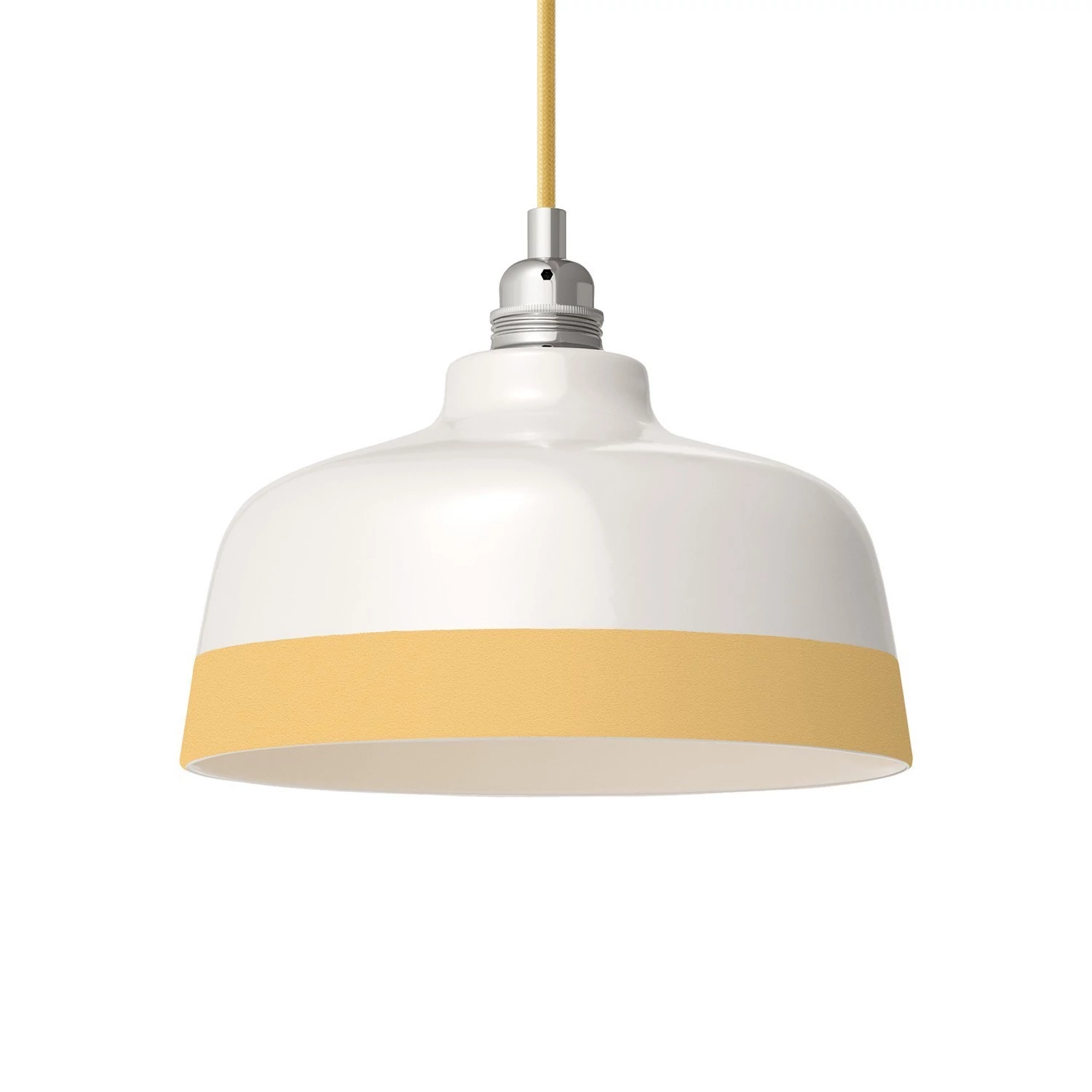 Zweifarbiger Coppa-Lampenschirm aus Keramik, Kollektion Materia - Made in Italy - Glänzend weiß - Gelb