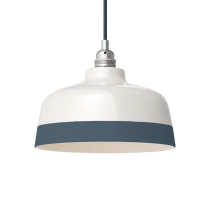 Zweifarbiger Coppa-Lampenschirm aus Keramik, Kollektion Materia - Made in Italy - Glänzend weiß - Petrolblau