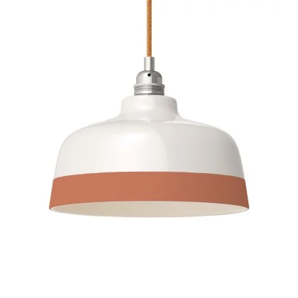 Zweifarbiger Coppa-Lampenschirm aus Keramik, Kollektion Materia - Made in Italy - Glänzend weiß - Terrakotta
