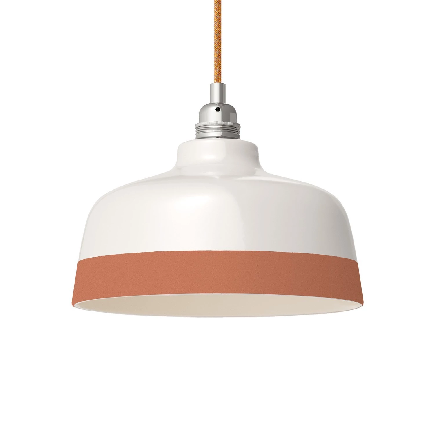 Zweifarbiger Coppa-Lampenschirm aus Keramik, Kollektion Materia - Made in Italy - Glänzend weiß - Terrakotta