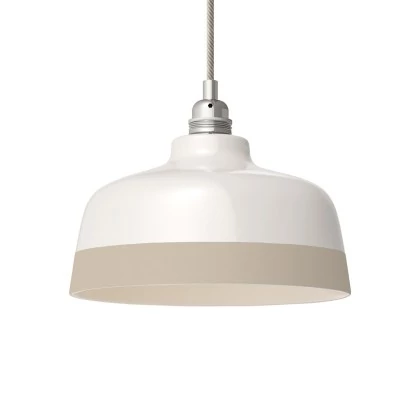Zweifarbiger Coppa-Lampenschirm aus Keramik, Kollektion Materia - Made in Italy - Glänzend weiß - Taubengrau