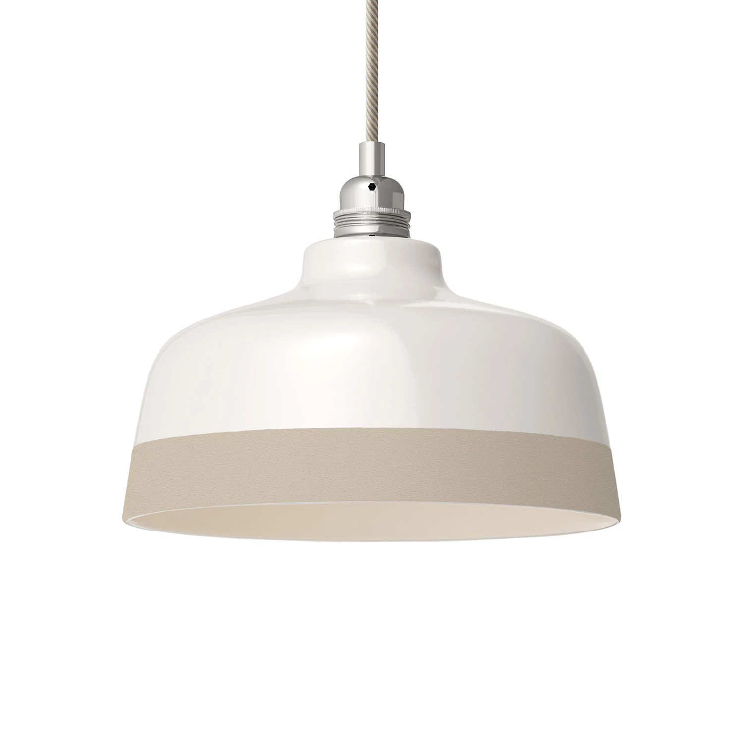 Zweifarbiger Coppa-Lampenschirm aus Keramik, Kollektion Materia - Made in Italy - Glänzend weiß - Taubengrau