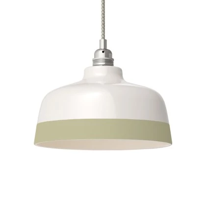 Zweifarbiger Coppa-Lampenschirm aus Keramik, Kollektion Materia - Made in Italy - Glänzend weiß - Salbeigrün
