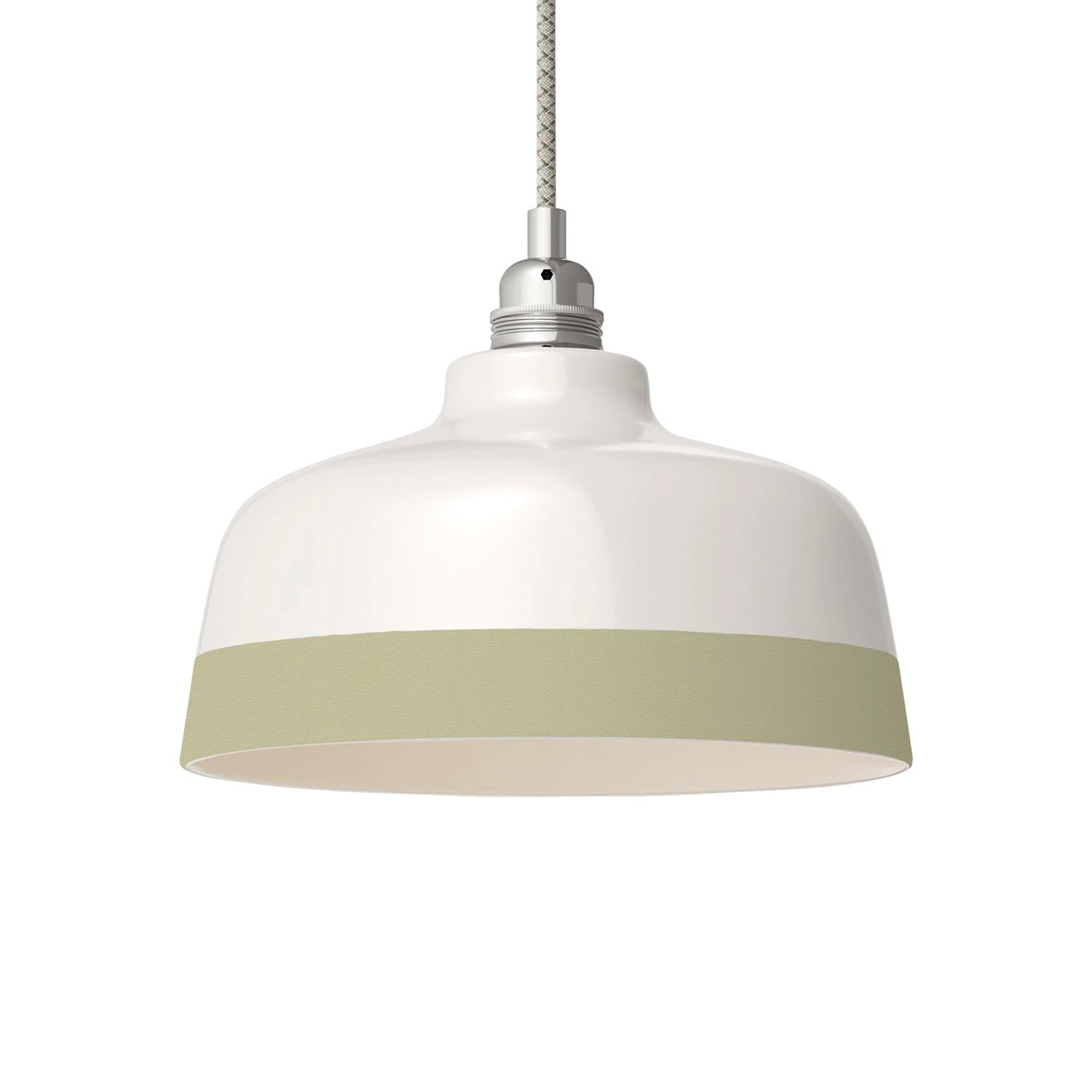 Zweifarbiger Coppa-Lampenschirm aus Keramik, Kollektion Materia - Made in Italy - Glänzend weiß - Salbeigrün