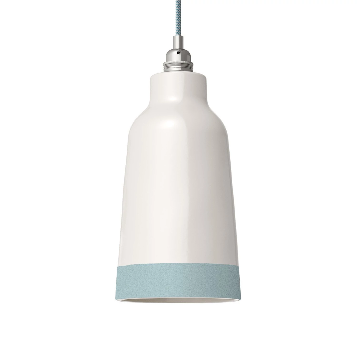 Zweifarbiger Bottiglia-Lampenschirm aus Keramik, Kollektion „Materia“ - Made in Italy - Glänzend weiß - Hellblau