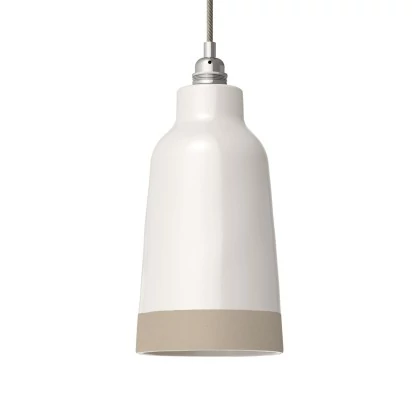 Zweifarbiger Bottiglia-Lampenschirm aus Keramik, Kollektion „Materia“ - Made in Italy - Glänzend weiß - Taubengrau