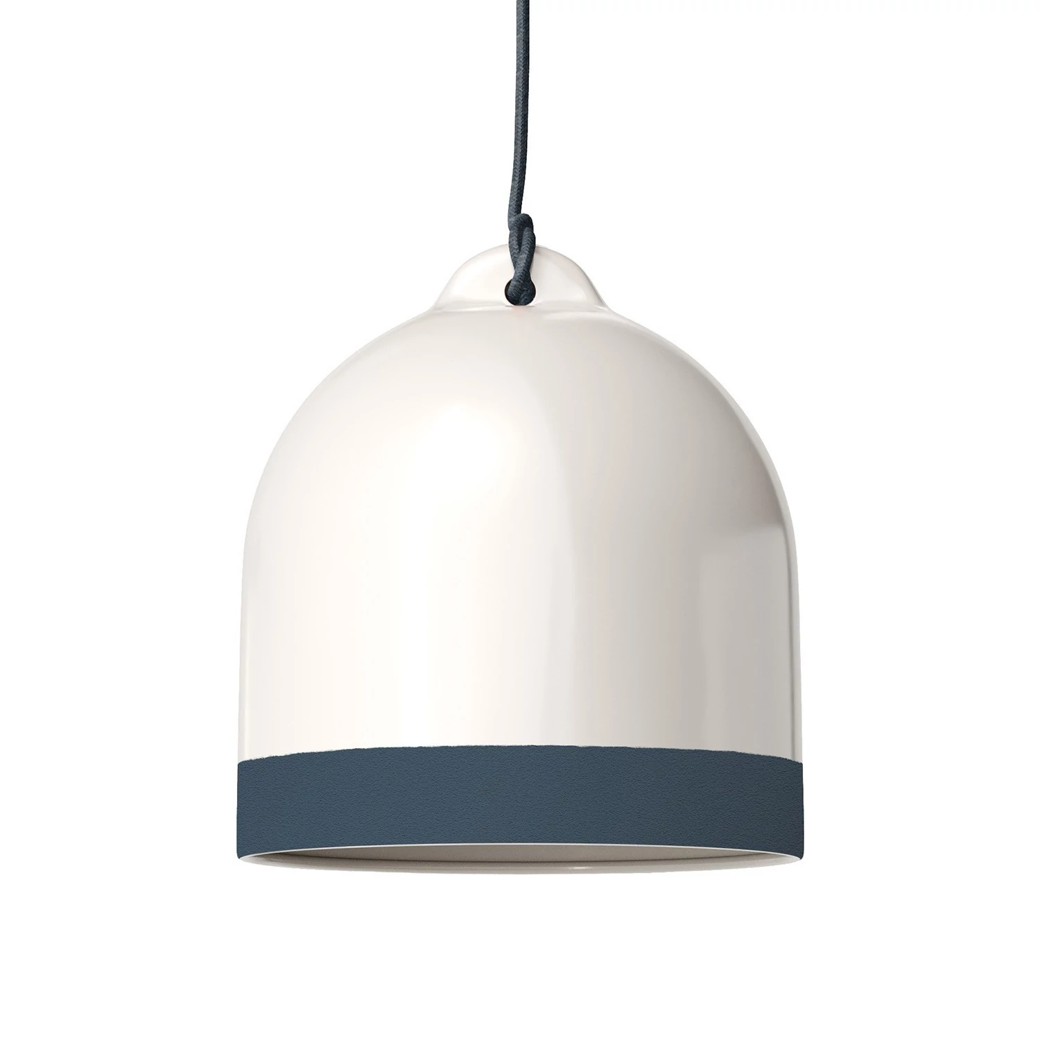 Campana M zweifarbiger Lampenschirm aus Keramik, Kollektion Materia - Made in Italy - Glänzend weiß - Petrolblau