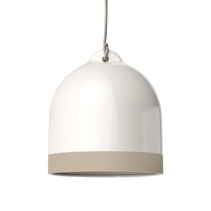 Campana M zweifarbiger Lampenschirm aus Keramik, Kollektion Materia - Made in Italy - Glänzend weiß - Taubengrau