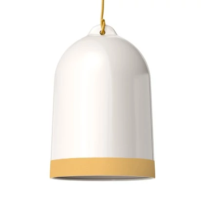 Campana XL zweifarbiger Lampenschirm aus Keramik, Kollektion Materia - Made in Italy - Glänzend weiß - Gelb
