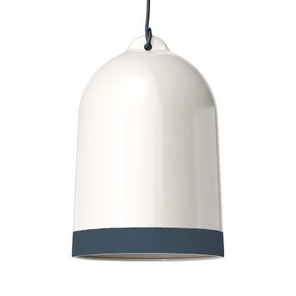 Campana XL zweifarbiger Lampenschirm aus Keramik, Kollektion Materia - Made in Italy - Glänzend weiß - Petrolblau