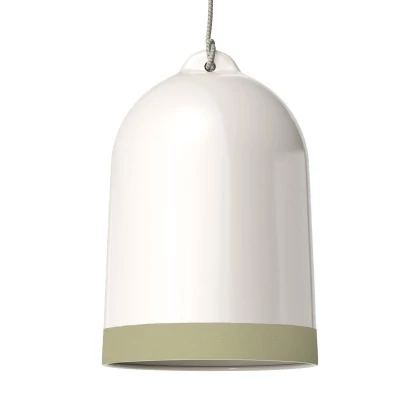 Campana XL zweifarbiger Lampenschirm aus Keramik, Kollektion Materia - Made in Italy - Glänzend weiß - Salbeigrün