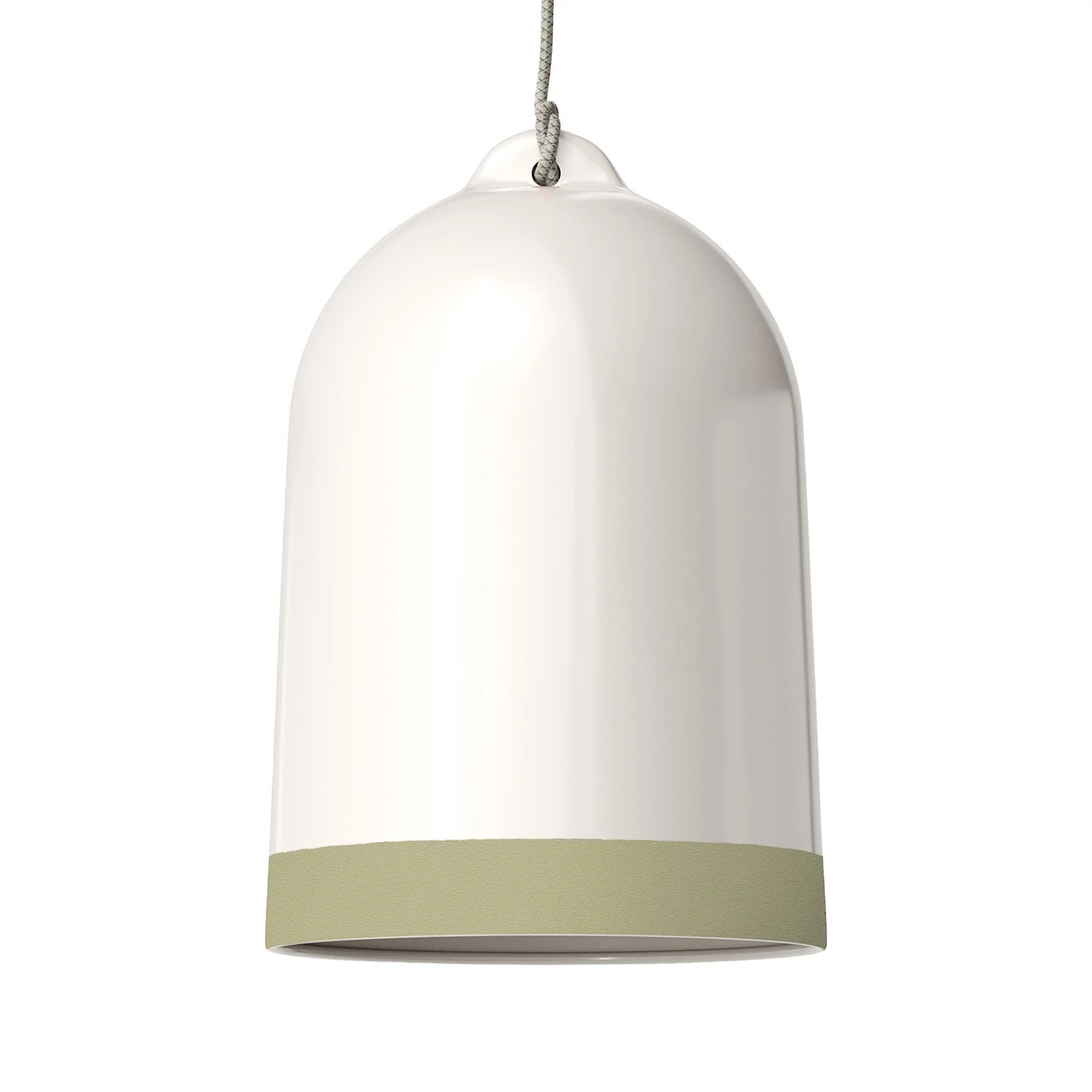 Campana XL zweifarbiger Lampenschirm aus Keramik, Kollektion Materia - Made in Italy - Glänzend weiß - Salbeigrün