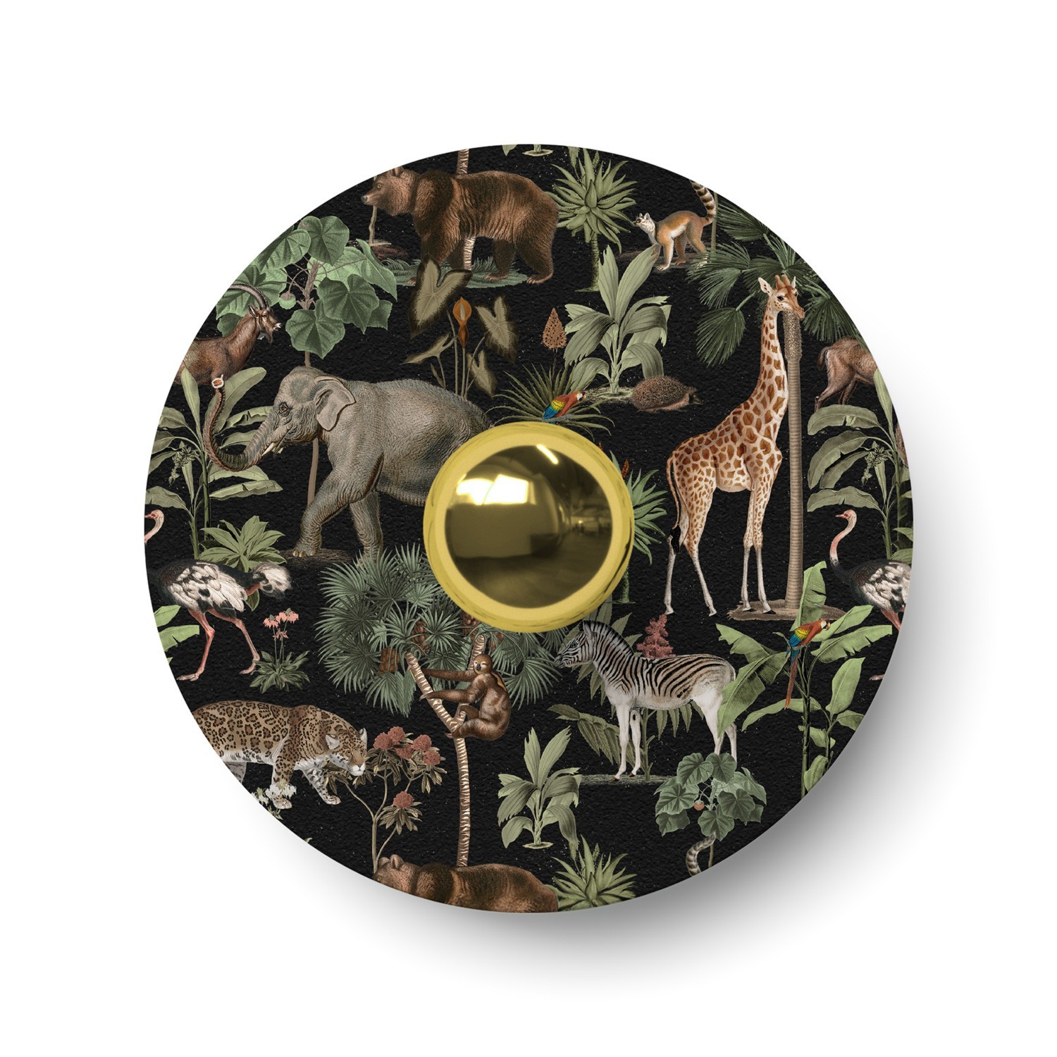 Ellepì Mini-Flachlampenschirm mit Dschungeltieren 'Wildlife Whispers', Durchmesser 24 cm - Hergestellt in Italien
